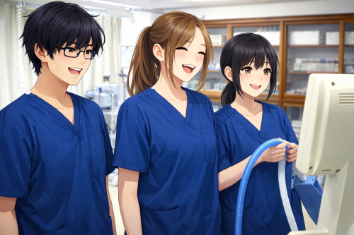 人工呼吸器実習AIイラスト