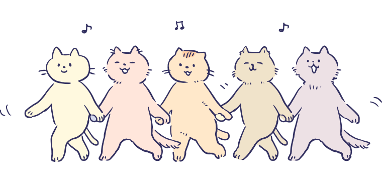 並んで歩く猫のイラスト